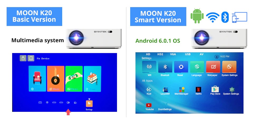 Moon K20 Basic and Smart Versions